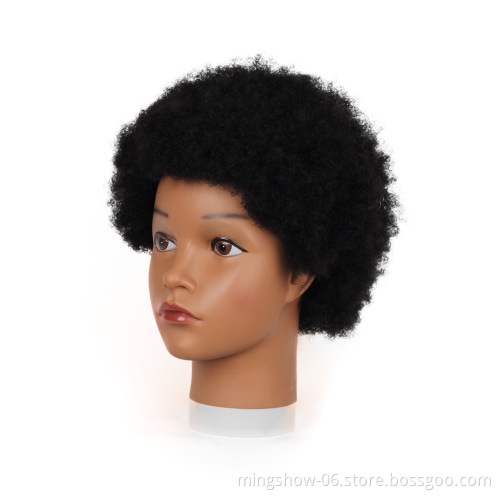 100% Human Hair  training mannequin head afro Cosmetology head realistic black hair wigs extension